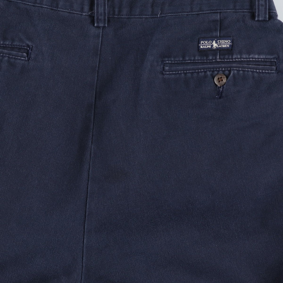 Ralph Lauren Polo Ralph Lauren Two-pleat Chino Pants for Men, W32 equivalent cotton navy blue type Vintage Second Hand