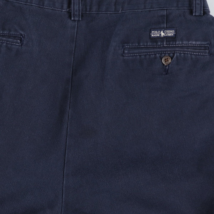 Ralph Lauren Polo Ralph Lauren Two-pleat Chino Pants for Men, W32 equivalent cotton navy blue type Vintage Second Hand