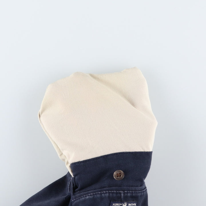 Ralph Lauren Polo Ralph Lauren Two-pleat Chino Pants for Men, W32 equivalent cotton navy blue type Vintage Second Hand