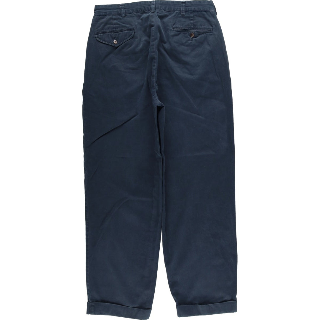 Ralph Lauren POLO by Ralph Lauren Two-pleat Chino Pants for Men, W32 equivalent cotton navy blue type Vintage Second Hand