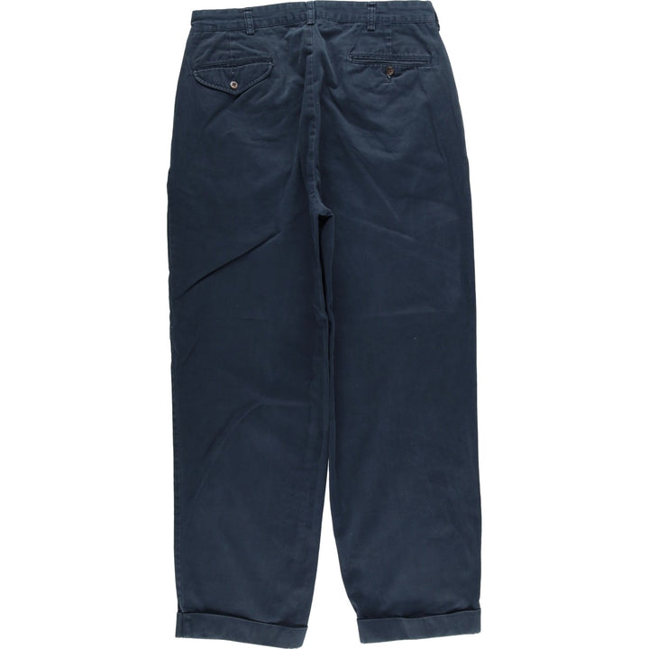 Ralph Lauren POLO by Ralph Lauren Two-pleat Chino Pants for Men, W32 equivalent cotton navy blue type Vintage Second Hand