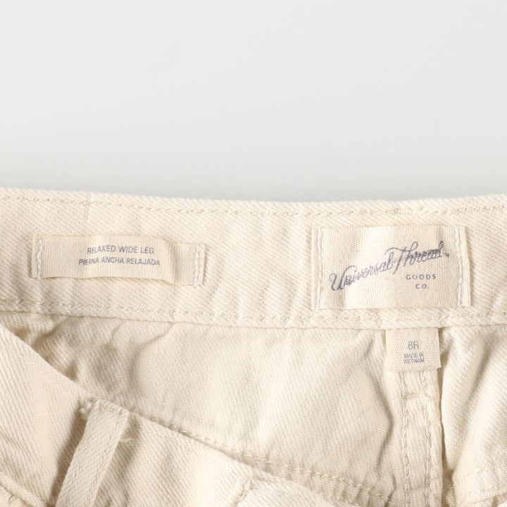 Universal Thread Wide Denim Pants, Women's Size L (W30) cotton ivory Vintage Second Hand