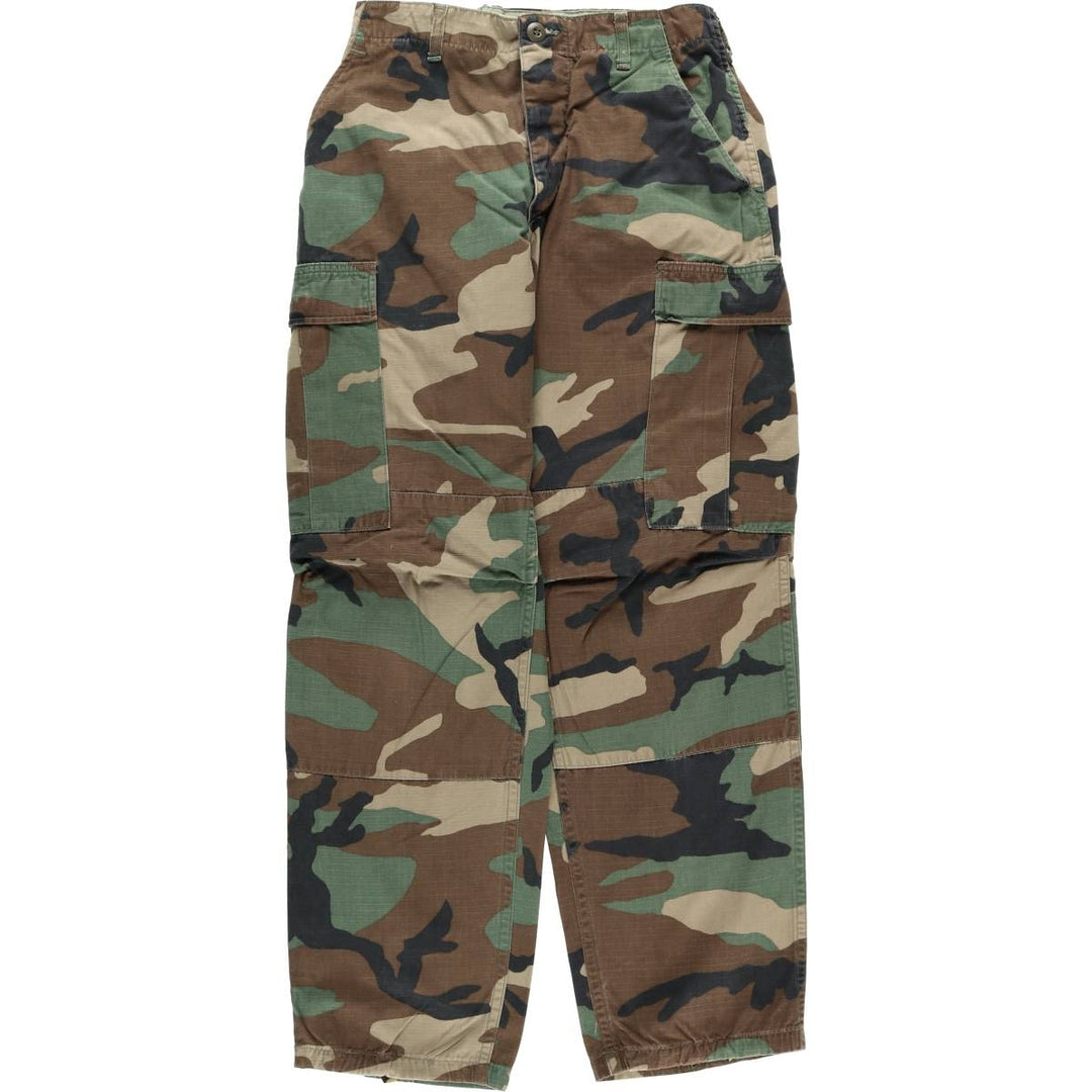 Authentic 1980'S US military camouflage pattern ripstop military cargo pants, small-short, women's size L (w28), vintage cotton Khaki type Vintage Second Hand