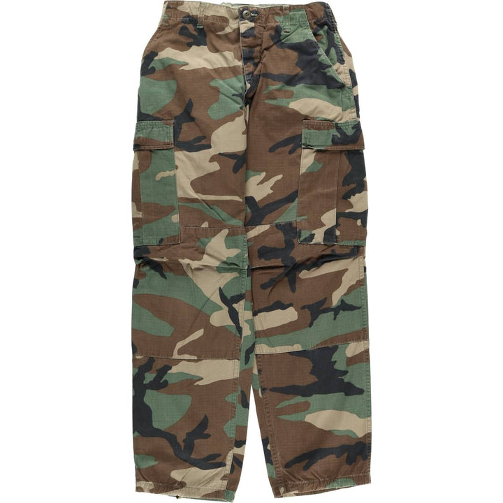 Authentic 1980'S US military camouflage pattern ripstop military cargo pants, small-short, women's size L (w28), vintage cotton Khaki type Vintage Second Hand