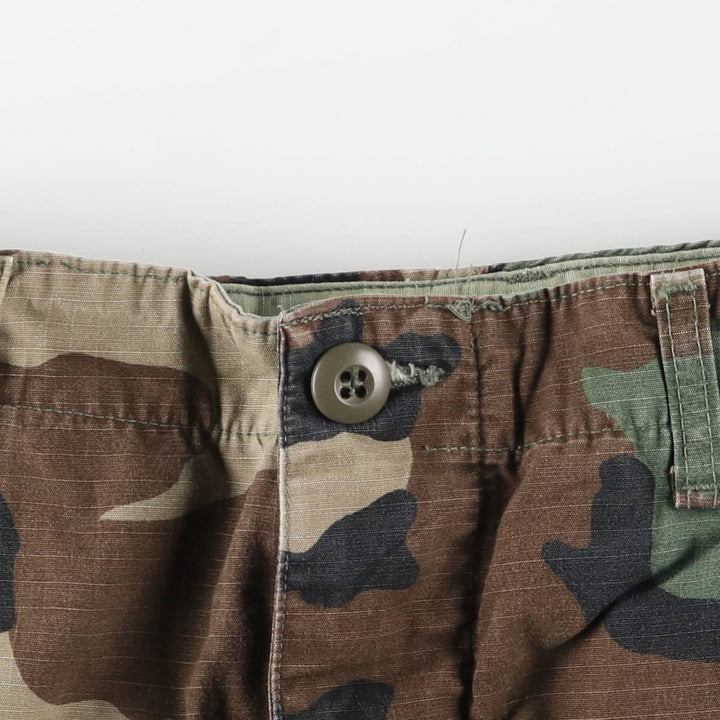 Authentic 1980'S US military camouflage pattern ripstop military cargo pants, small-short, women's size L (w28), vintage cotton Khaki type Vintage Second Hand