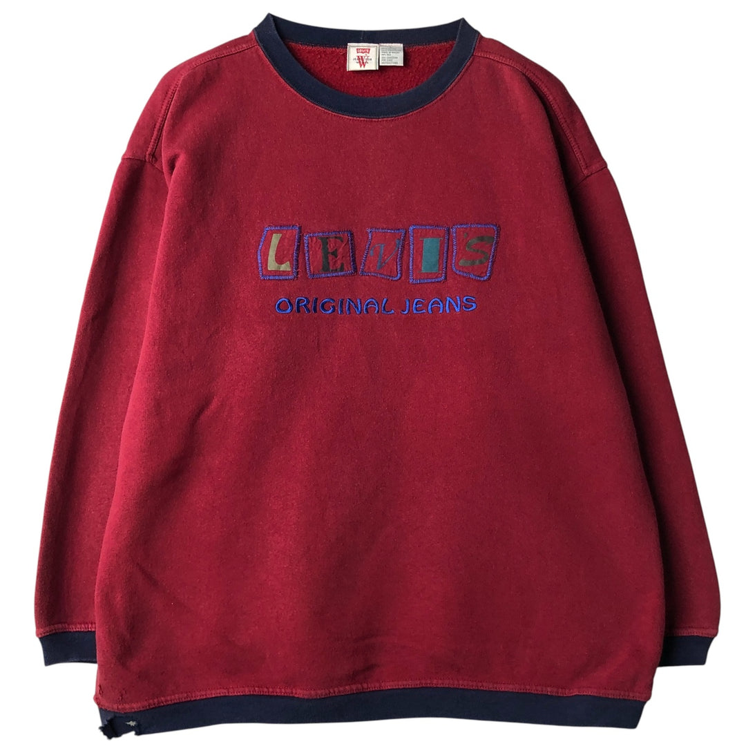 Levi's logo sweatshirt, women's size L cotton wine-red Vintage Second Hand