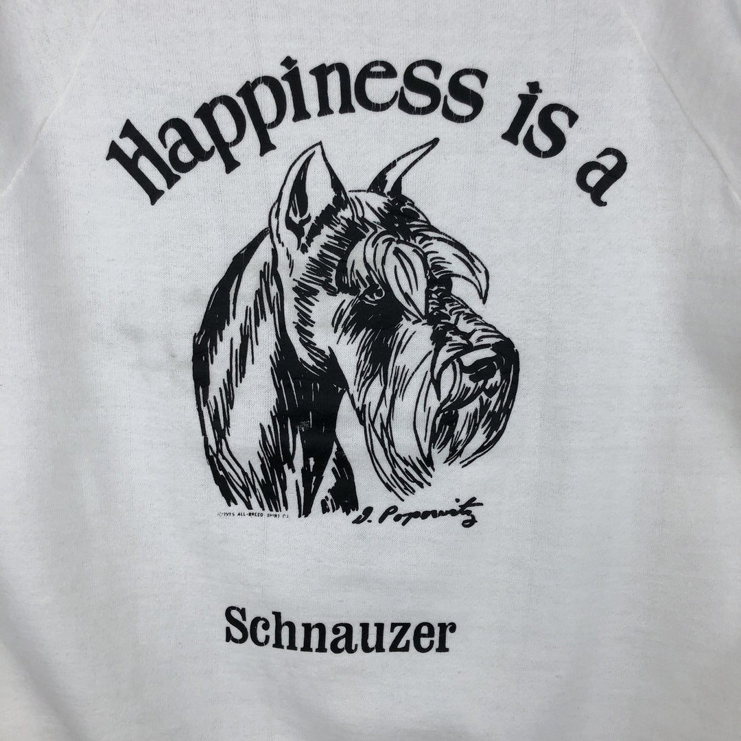 Vintage 1970'S Schnauzer dog print animal sweatshirt, women's size small unclear white type Vintage Second Hand