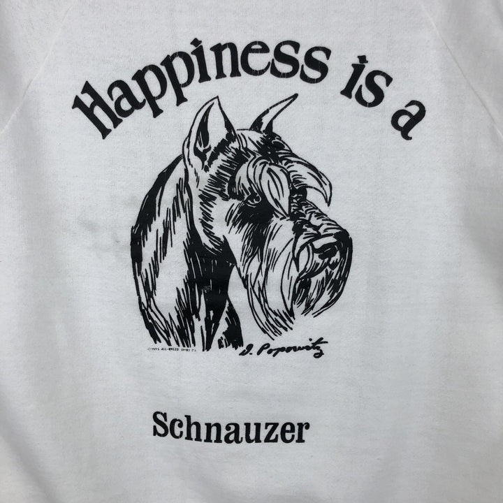 Vintage 1970'S Schnauzer dog print animal sweatshirt, women's size small unclear white type Vintage Second Hand