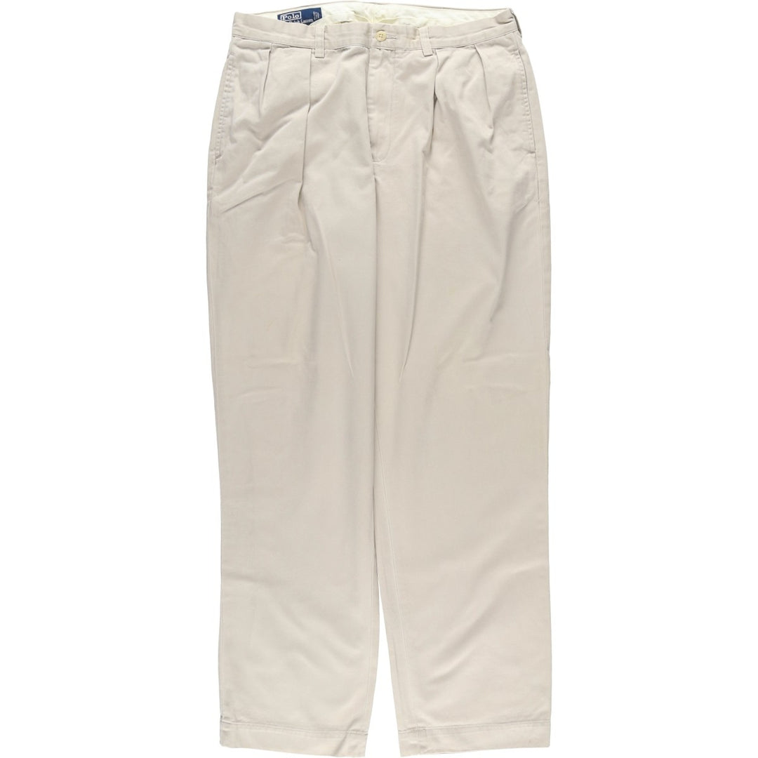 Ralph Lauren POLO by Ralph Lauren ANDREW PANT Two-pleat chino pants for men, equivalent to W34 cotton Beige type Vintage Second Hand