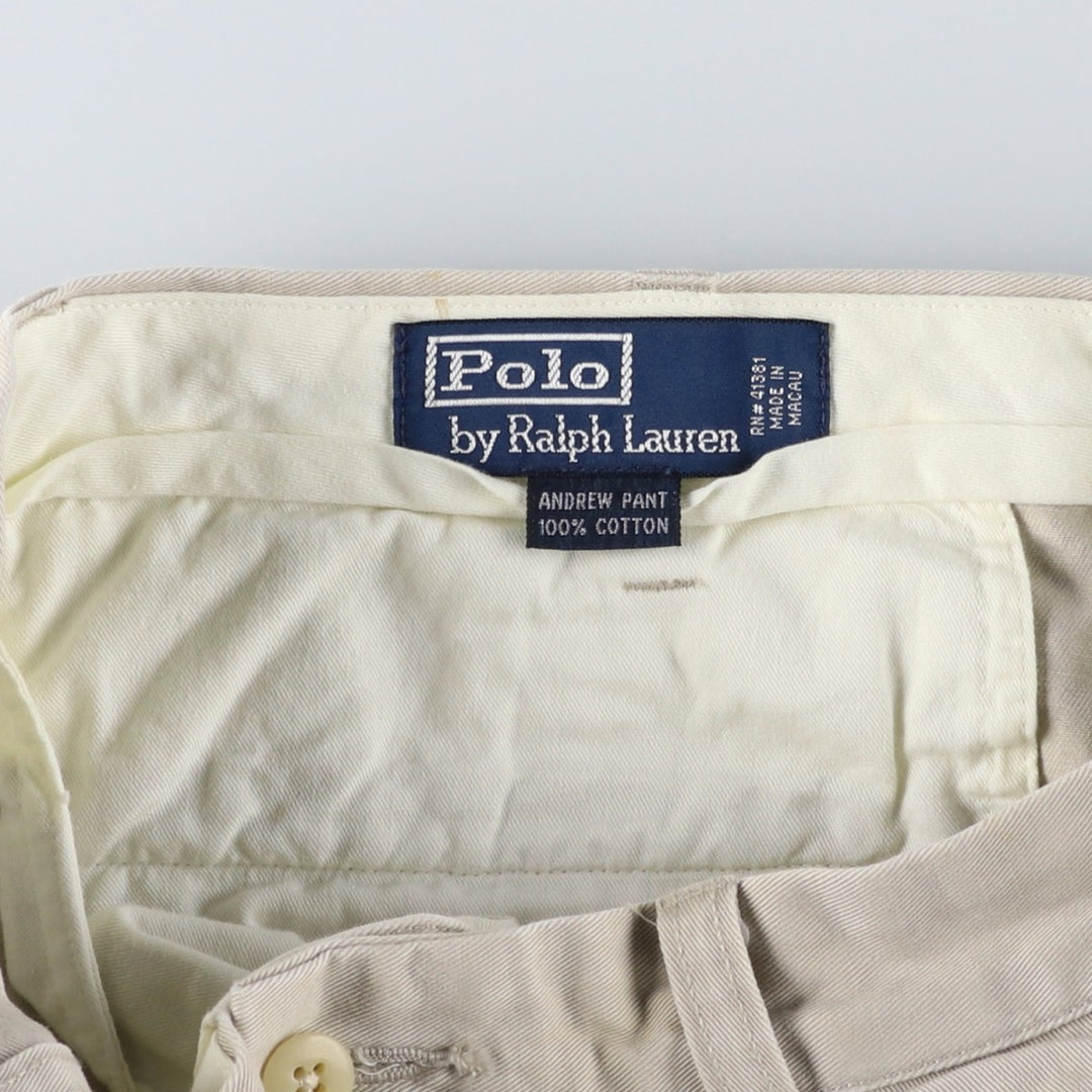 Ralph Lauren POLO by Ralph Lauren ANDREW PANT Two-pleat chino pants for men, equivalent to W34 cotton Beige type Vintage Second Hand