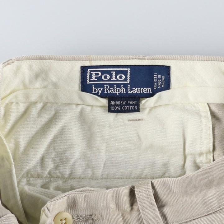 Ralph Lauren POLO by Ralph Lauren ANDREW PANT Two-pleat chino pants for men, equivalent to W34 cotton Beige type Vintage Second Hand