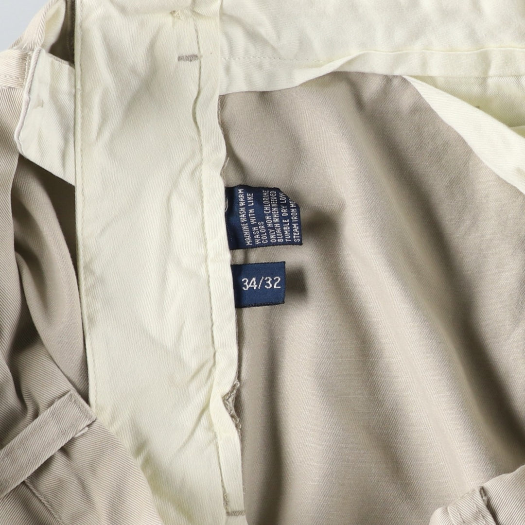 Ralph Lauren POLO by Ralph Lauren ANDREW PANT Two-pleat chino pants for men, equivalent to W34 cotton Beige type Vintage Second Hand