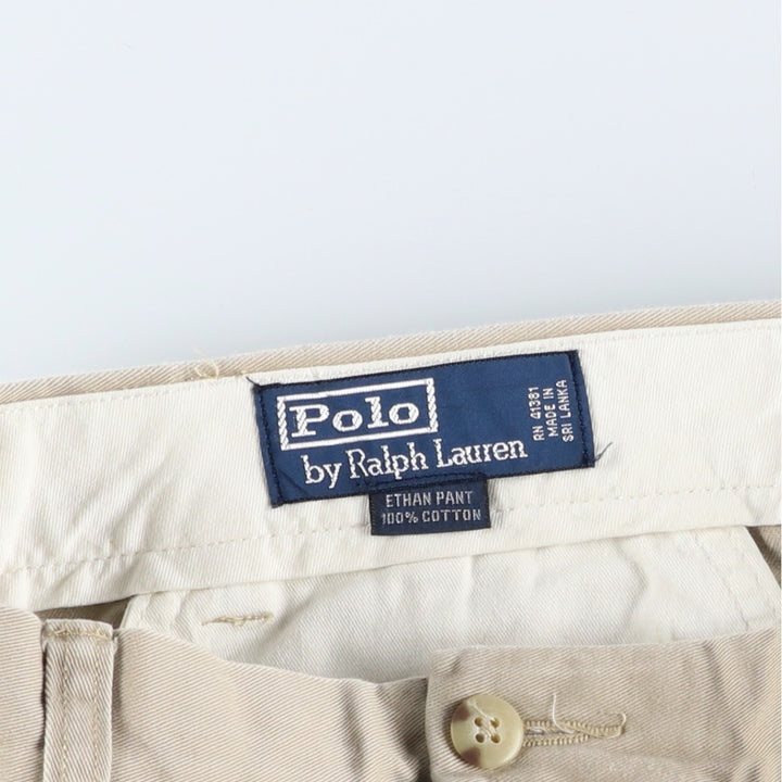 Ralph Lauren POLO by Ralph Lauren ETHAN PANT, two-pleat chino pants, men's size W33 cotton Beige type Vintage Second Hand
