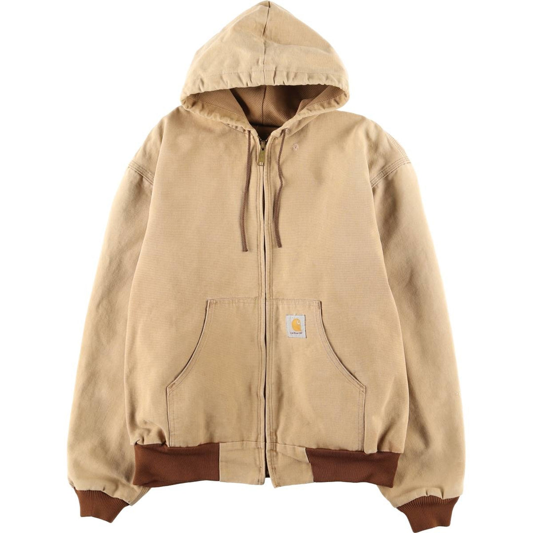 Carhartt Active Jacket Duck Full Zip Hoodie Men's XL unclear Beige type Vintage Second Hand