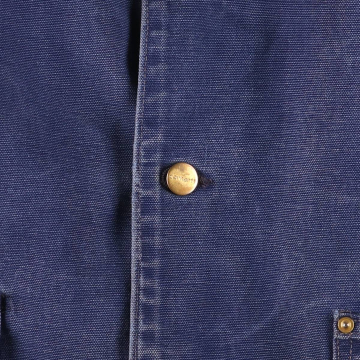 Carhartt Michigan Chore Coat Duck Coverall Men's XL Size unclear navy blue type Vintage Second Hand