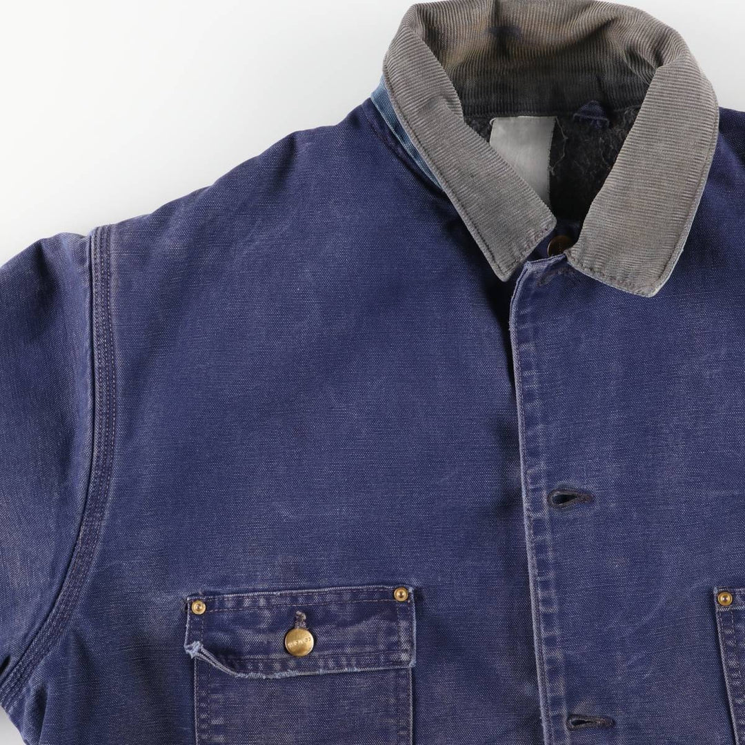Carhartt Michigan Chore Coat Duck Coverall Men's XL Size unclear navy blue type Vintage Second Hand