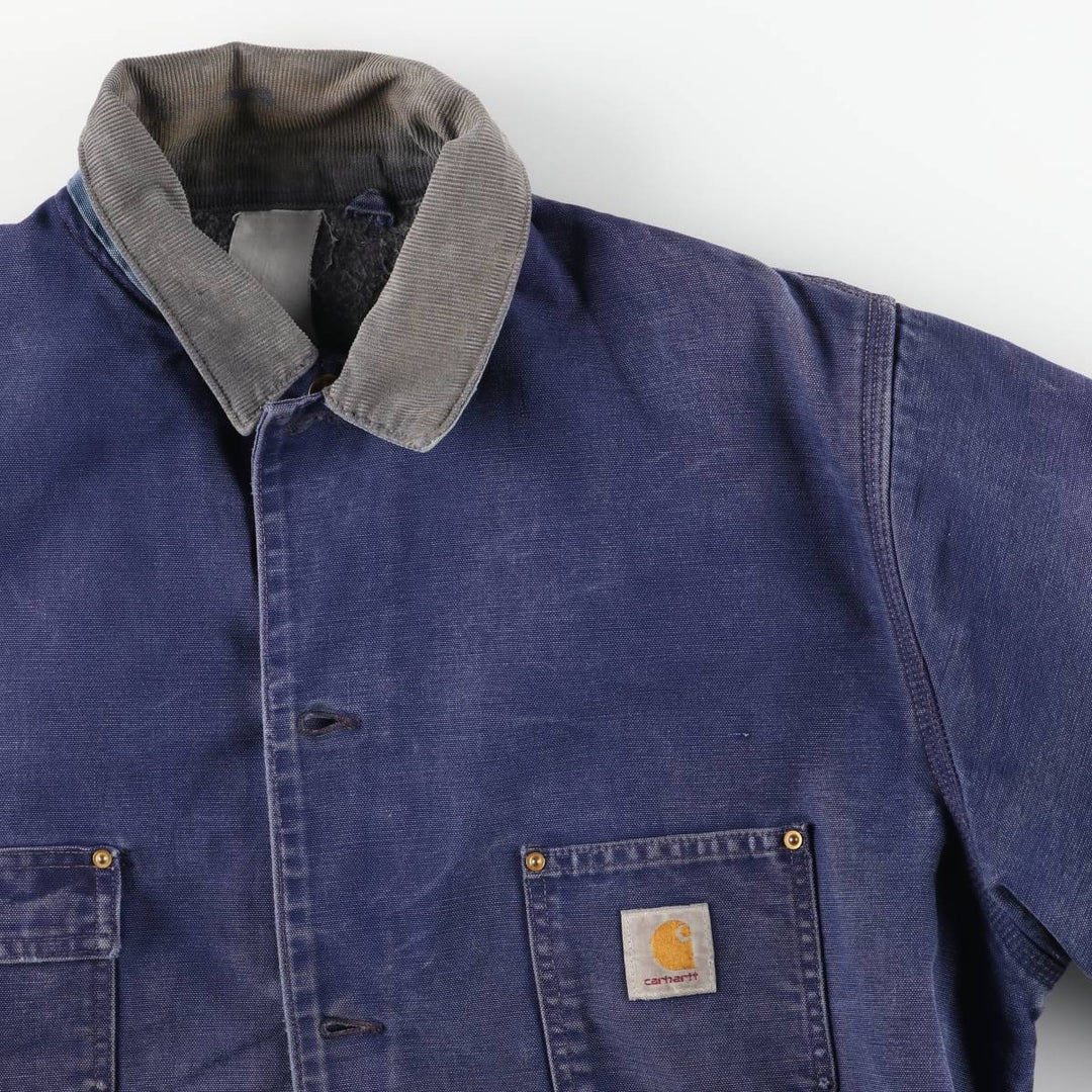 Carhartt Michigan Chore Coat Duck Coverall Men's XL Size unclear navy blue type Vintage Second Hand