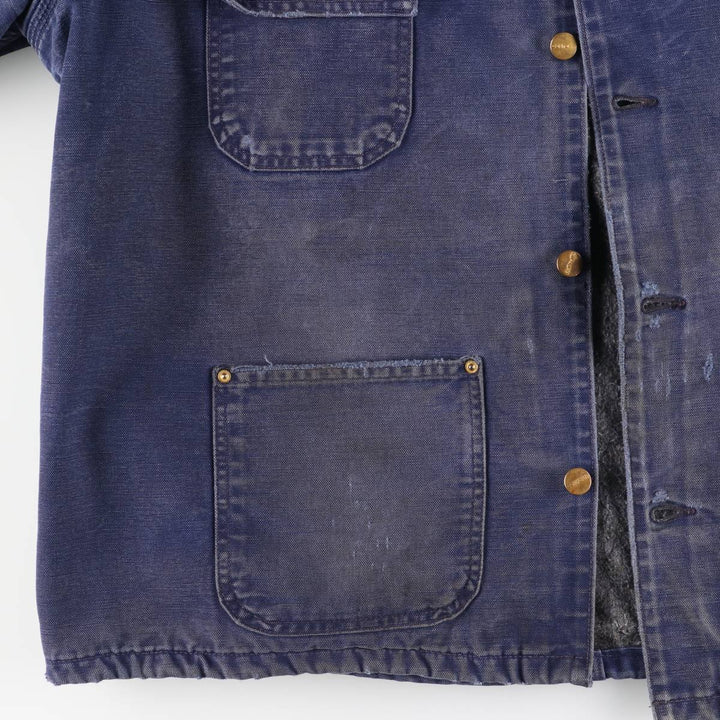 Carhartt Michigan Chore Coat Duck Coverall Men's XL Size unclear navy blue type Vintage Second Hand
