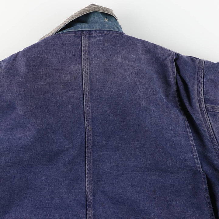 Carhartt Michigan Chore Coat Duck Coverall Men's XL Size unclear navy blue type Vintage Second Hand