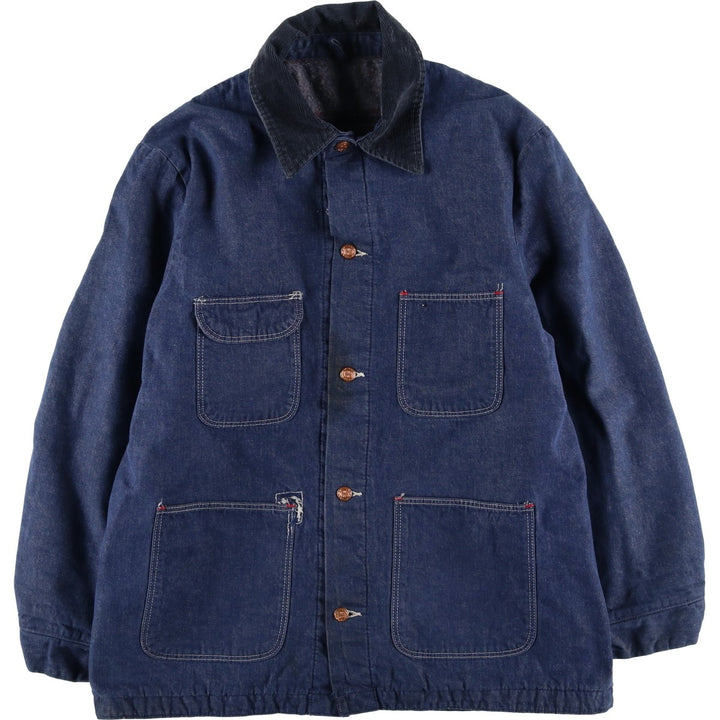 Vintage Bat-dyed Denim Coveralls, Men's Size L unclear navy blue type Vintage Second Hand