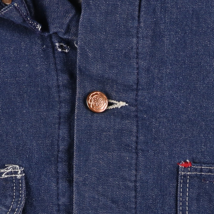 Vintage Bat-dyed Denim Coveralls, Men's Size L unclear navy blue type Vintage Second Hand