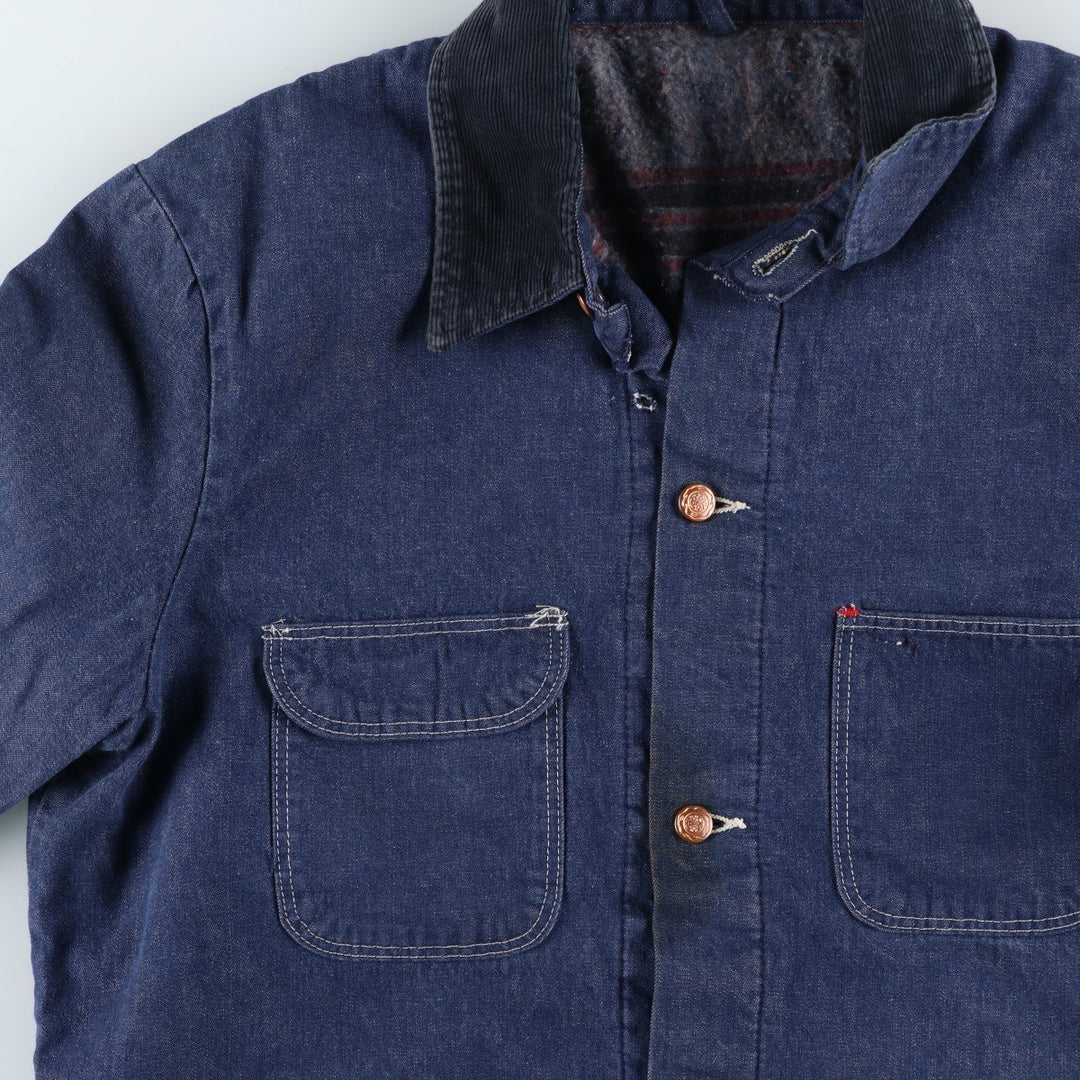 Vintage Bat-dyed Denim Coveralls, Men's Size L unclear navy blue type Vintage Second Hand