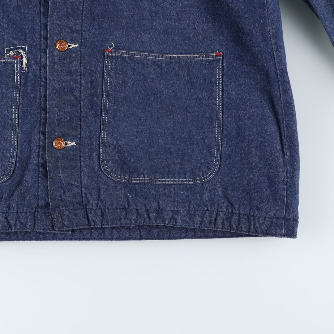 Vintage Bat-dyed Denim Coveralls, Men's Size L unclear navy blue type Vintage Second Hand