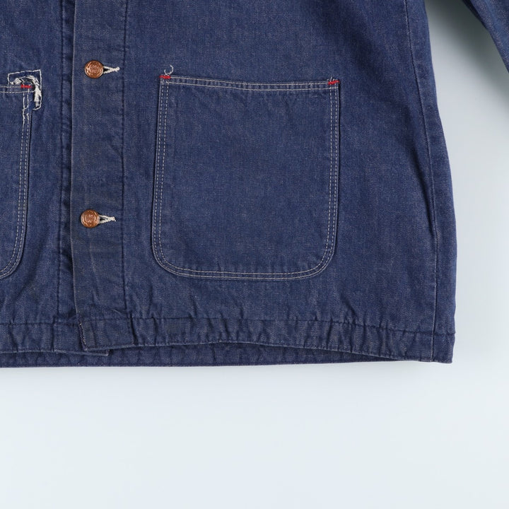 Vintage Bat-dyed Denim Coveralls, Men's Size L unclear navy blue type Vintage Second Hand