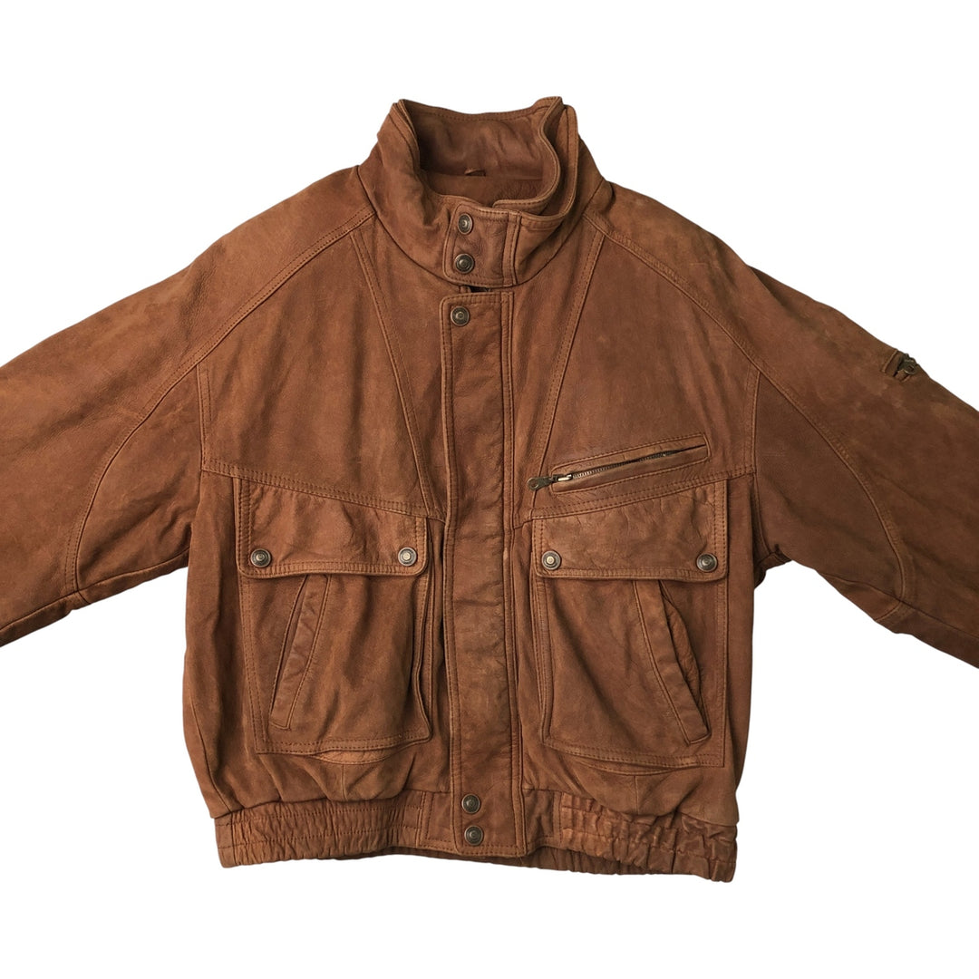 Wilsons Adventure Bound stand-collar padded leather jacket, men's size L, vintage genuine leather brown type Vintage Second Hand