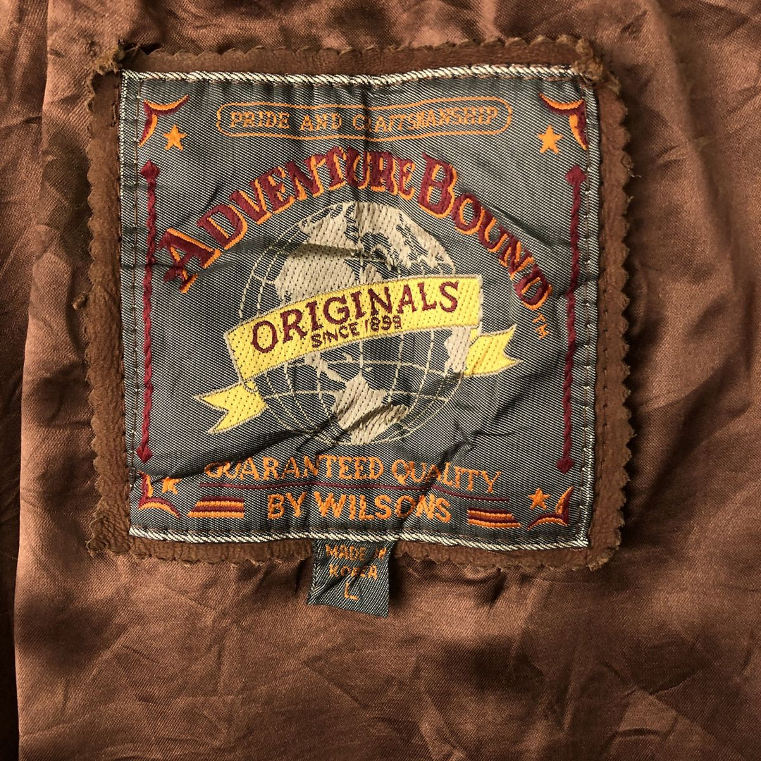 Wilsons Adventure Bound stand-collar padded leather jacket, men's size L, vintage genuine leather brown type Vintage Second Hand
