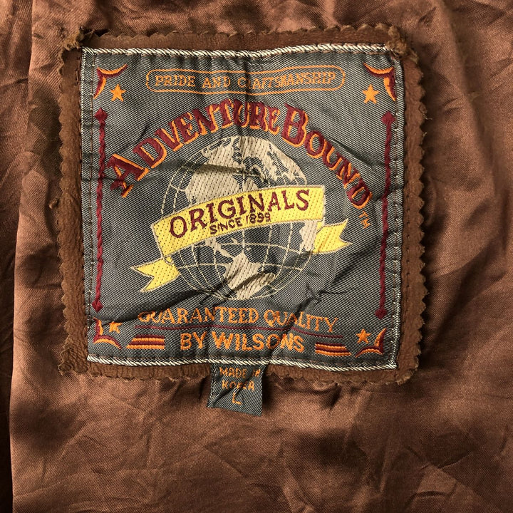 Wilsons Adventure Bound stand-collar padded leather jacket, men's size L, vintage genuine leather brown type Vintage Second Hand