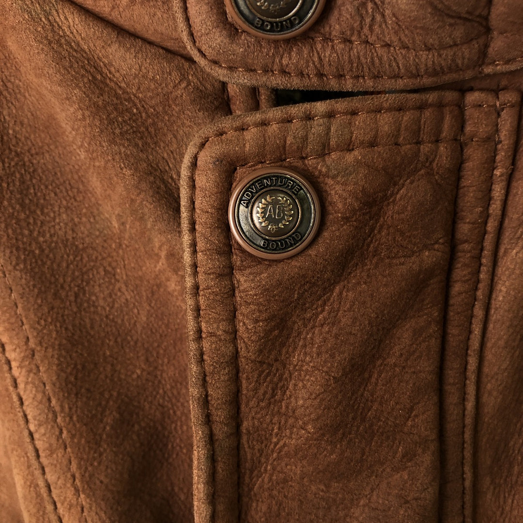 Wilsons Adventure Bound stand-collar padded leather jacket, men's size L, vintage genuine leather brown type Vintage Second Hand