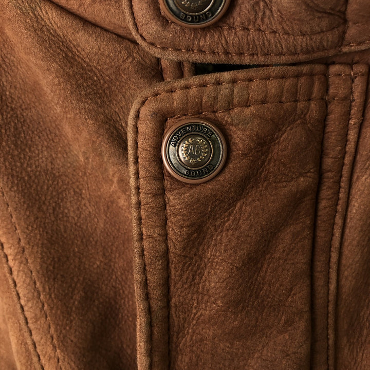 Wilsons Adventure Bound stand-collar padded leather jacket, men's size L, vintage genuine leather brown type Vintage Second Hand