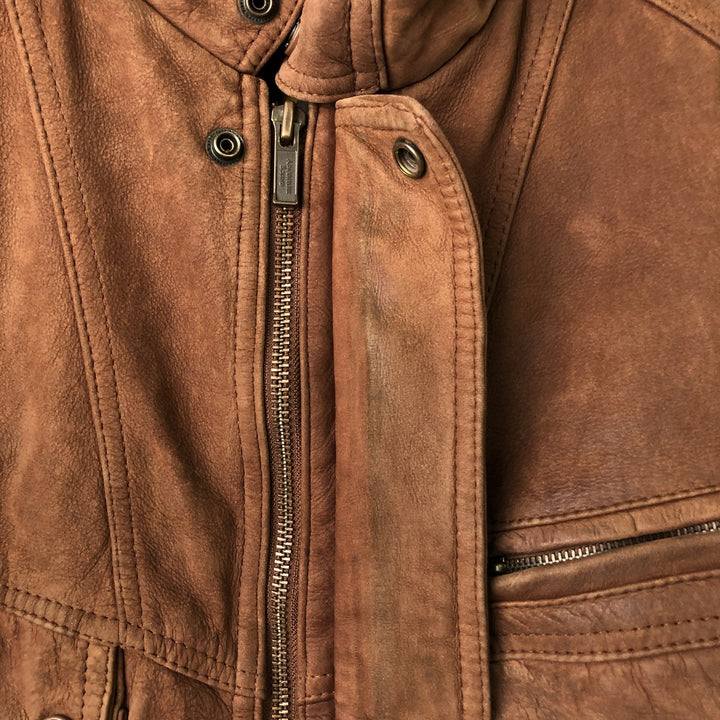 Wilsons Adventure Bound stand-collar padded leather jacket, men's size L, vintage genuine leather brown type Vintage Second Hand