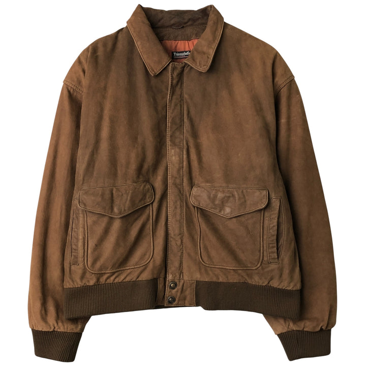 Wilsons Adventure Bound Padded Leather Flight Jacket, Men's, Size XL, Vintage genuine leather brown type Vintage Second Hand