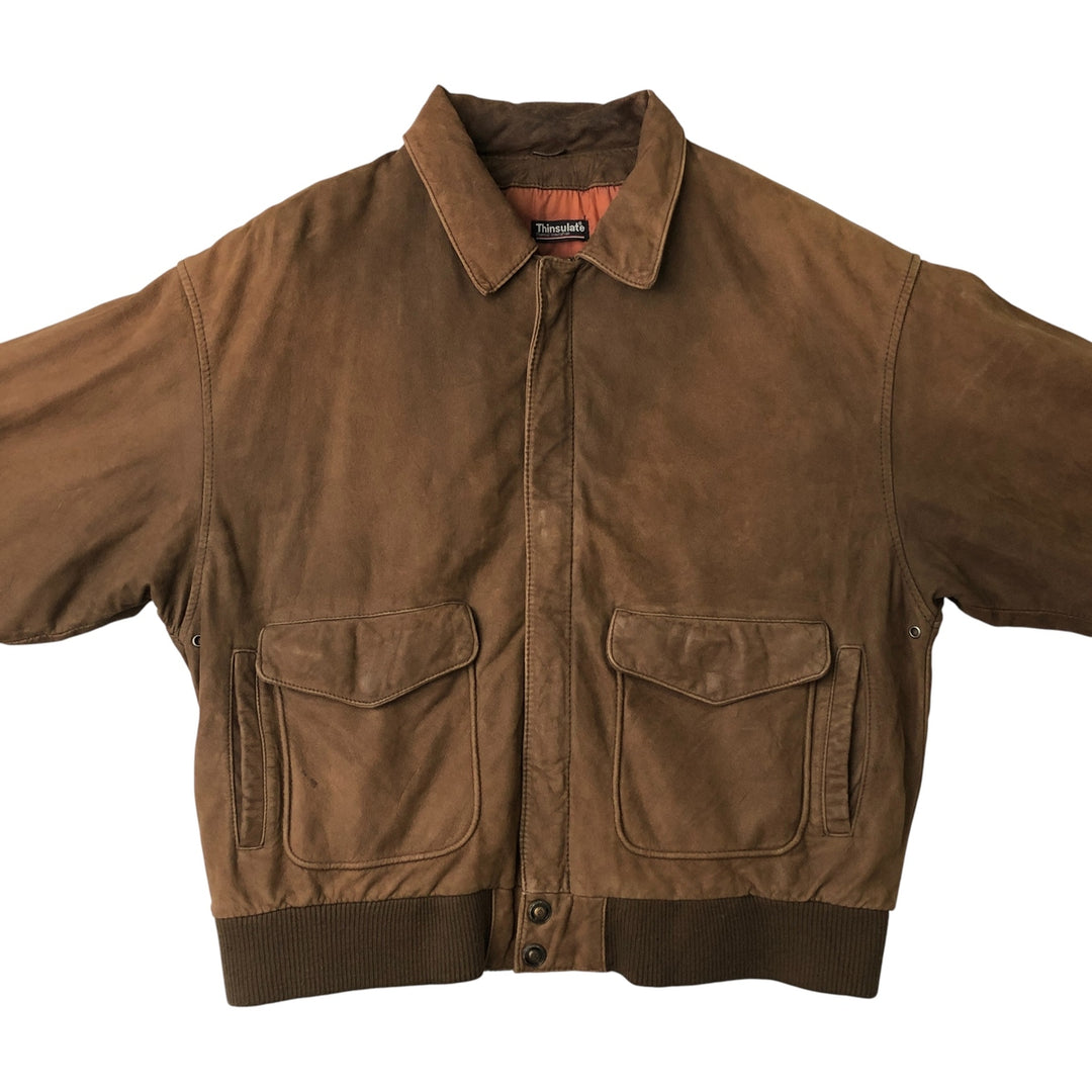 Wilsons Adventure Bound Padded Leather Flight Jacket, Men's, Size XL, Vintage genuine leather brown type Vintage Second Hand