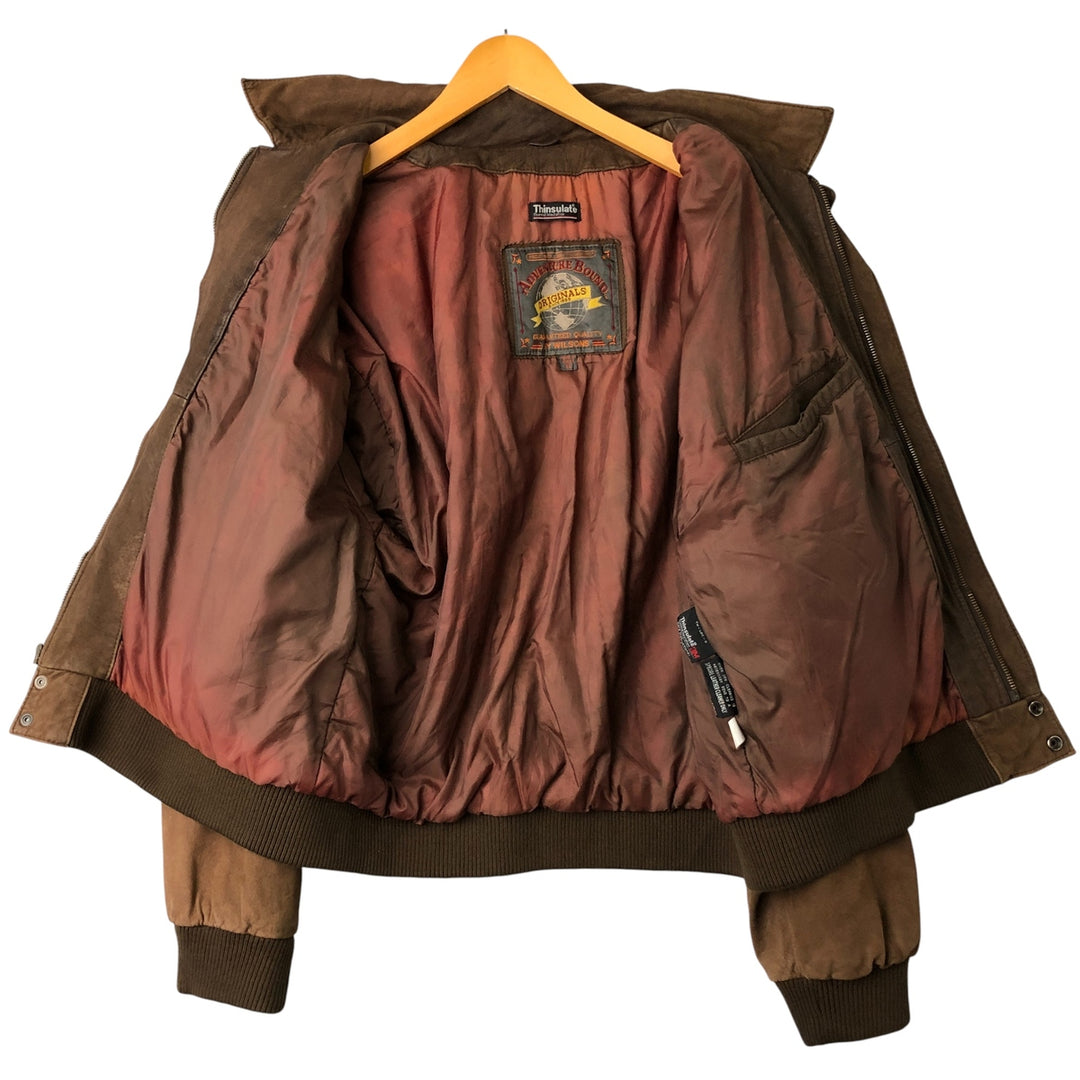 Wilsons Adventure Bound Padded Leather Flight Jacket, Men's, Size XL, Vintage genuine leather brown type Vintage Second Hand
