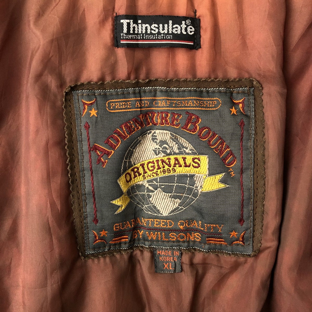 Wilsons Adventure Bound Padded Leather Flight Jacket, Men's, Size XL, Vintage genuine leather brown type Vintage Second Hand