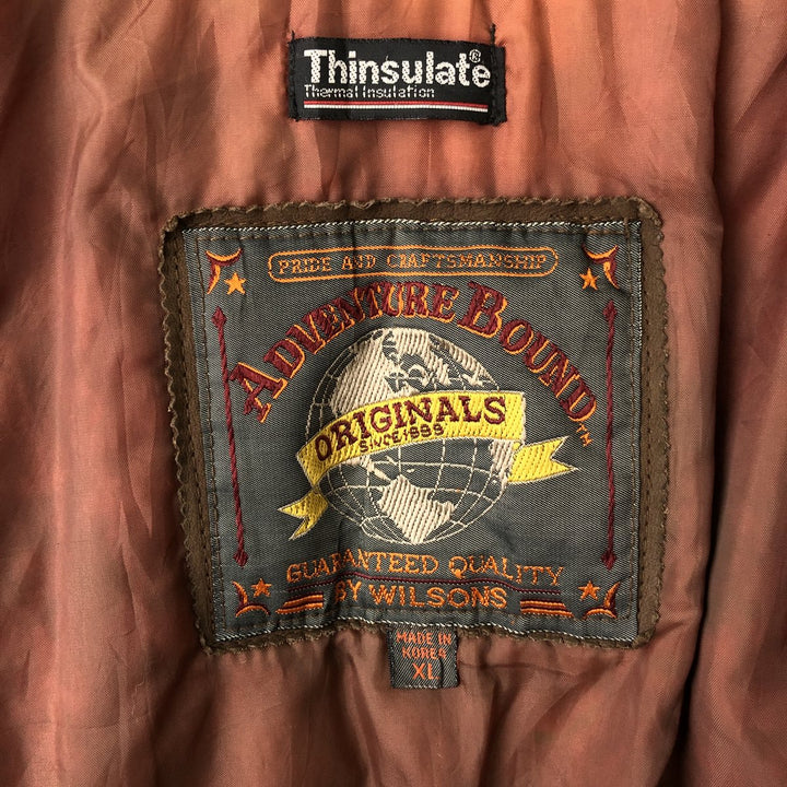 Wilsons Adventure Bound Padded Leather Flight Jacket, Men's, Size XL, Vintage genuine leather brown type Vintage Second Hand