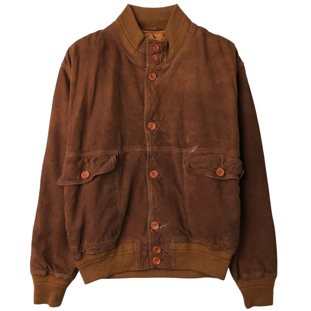 Balster Jacket, Suede Leather Blouson, Men's Size L Genuine Leather Suede Leather brown type Vintage Second Hand