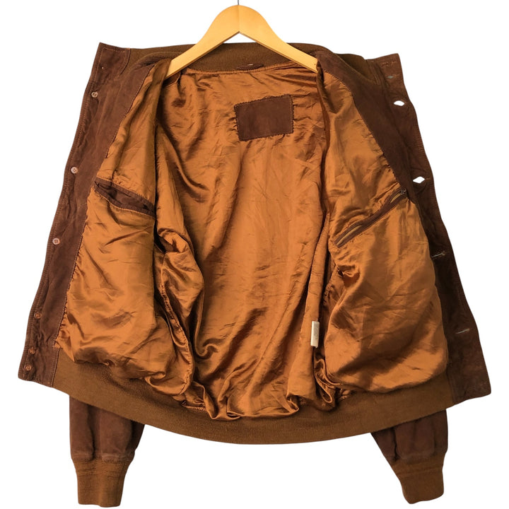 Balster Jacket, Suede Leather Blouson, Men's Size L Genuine Leather Suede Leather brown type Vintage Second Hand