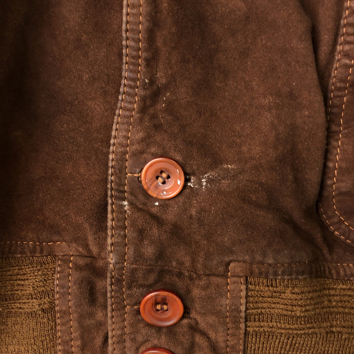 Balster Jacket, Suede Leather Blouson, Men's Size L Genuine Leather Suede Leather brown type Vintage Second Hand