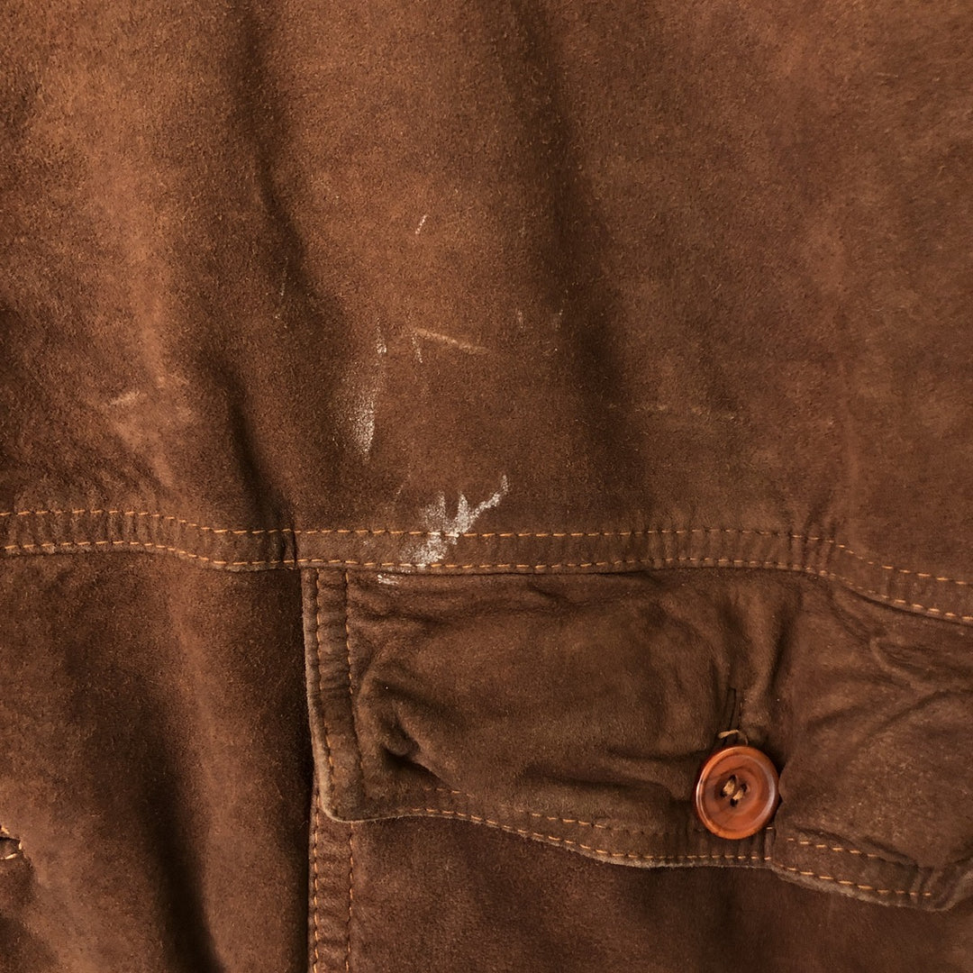 Balster Jacket, Suede Leather Blouson, Men's Size L Genuine Leather Suede Leather brown type Vintage Second Hand