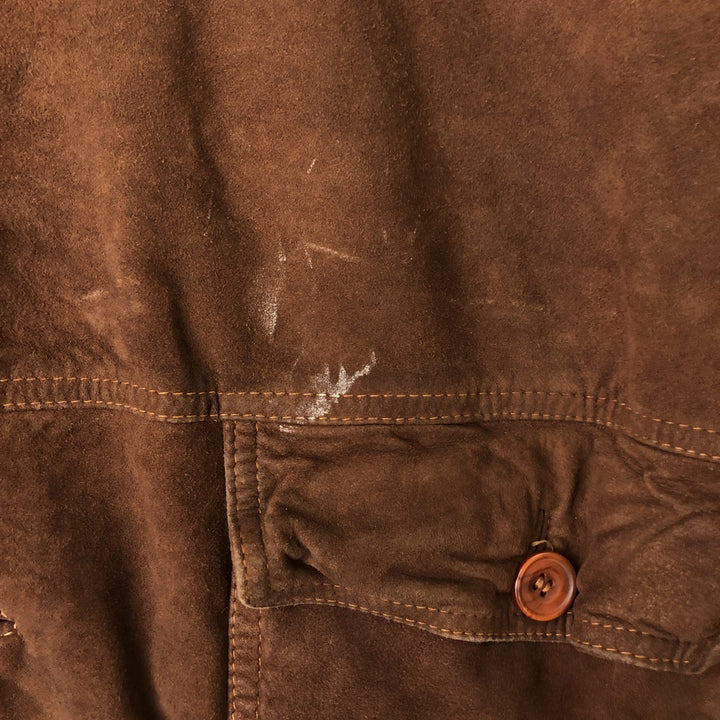 Balster Jacket, Suede Leather Blouson, Men's Size L Genuine Leather Suede Leather brown type Vintage Second Hand