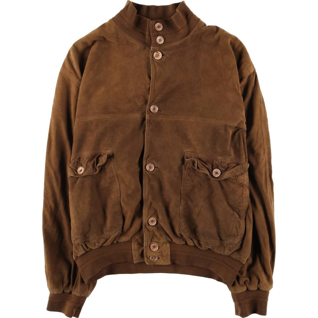 Balster Jacket, Suede Leather Blouson, Men's Size L unclear brown type Vintage Second Hand