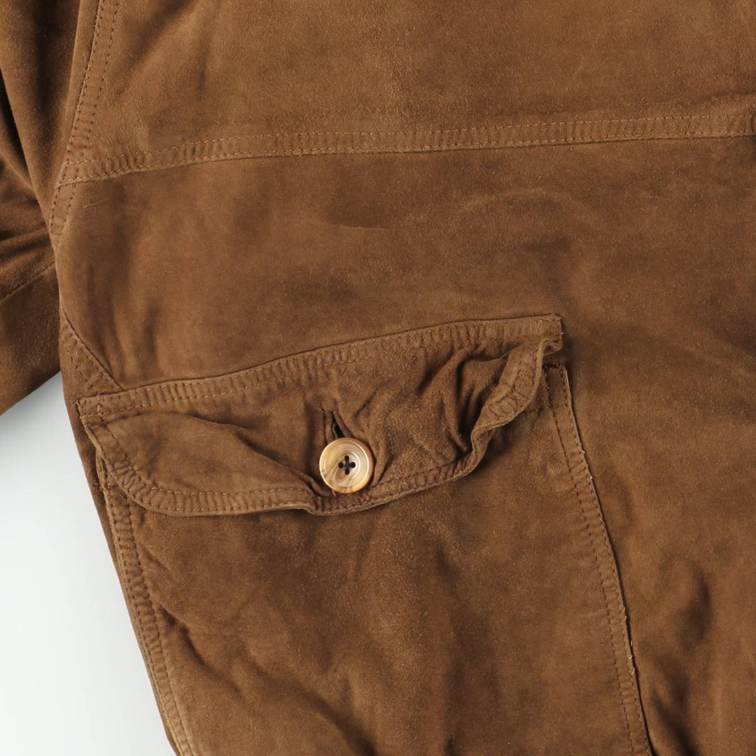 Balster Jacket, Suede Leather Blouson, Men's Size L unclear brown type Vintage Second Hand