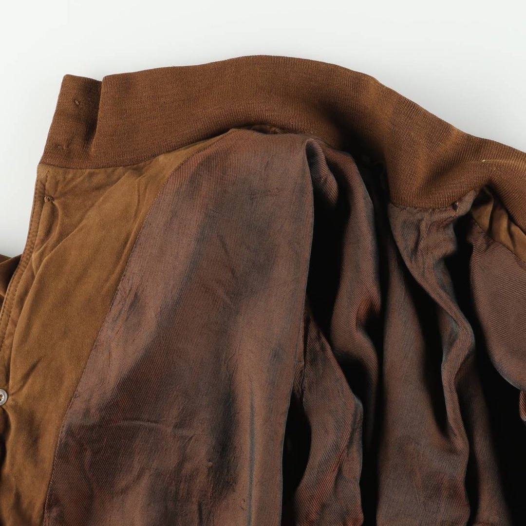 Balster Jacket, Suede Leather Blouson, Men's Size L unclear brown type Vintage Second Hand