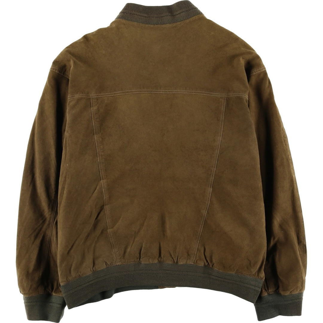 FREE LIVING Balster Jacket, Suede Leather Blouson, Men's XL Genuine Leather Suede Leather Khaki type brown Vintage Second Hand