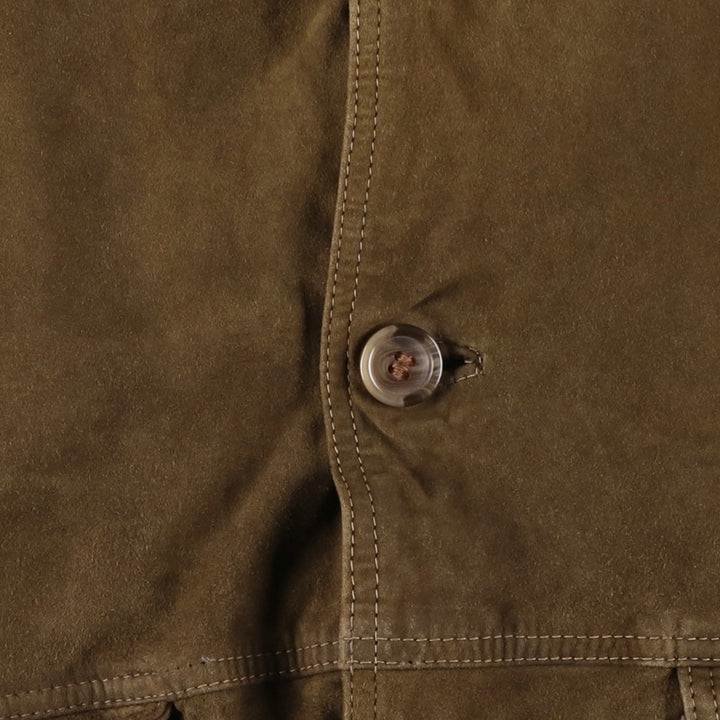 FREE LIVING Balster Jacket, Suede Leather Blouson, Men's XL Genuine Leather Suede Leather Khaki type brown Vintage Second Hand