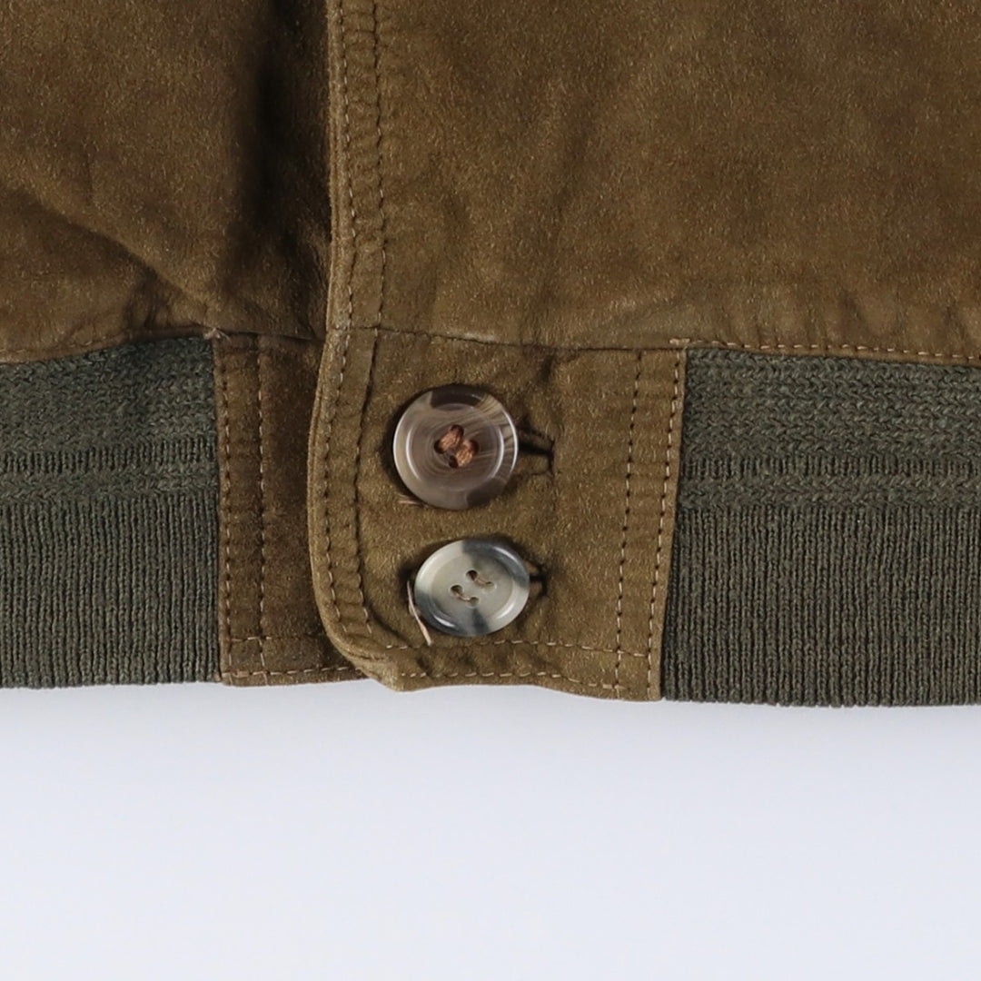 FREE LIVING Balster Jacket, Suede Leather Blouson, Men's XL Genuine Leather Suede Leather Khaki type brown Vintage Second Hand